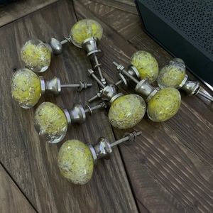 Yellow glass drawer knobs